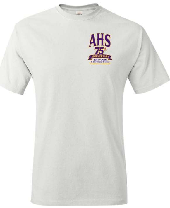 Front of the AHS 75th Anniversary T-shirt